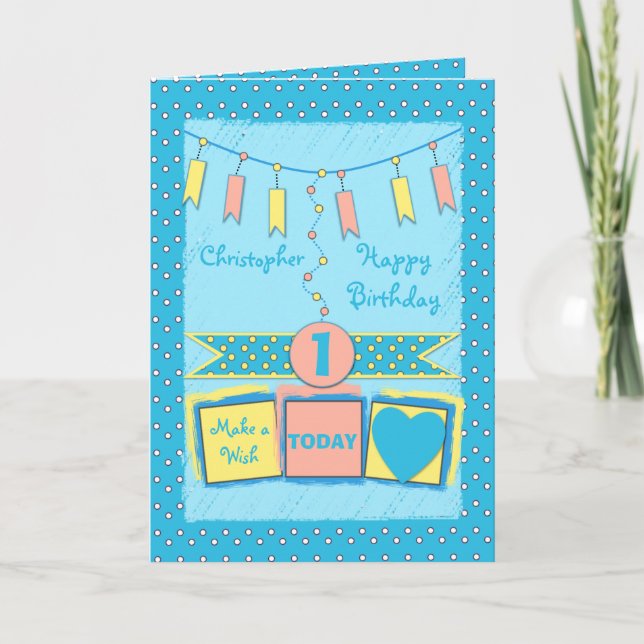 For kids little boy age Birthday greeting Card (Front)