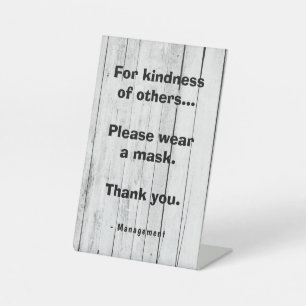 For kindness of others, please wear a mask rustic pedestal sign