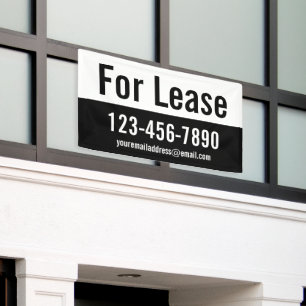 For Lease Black and White Email Phone Number Banner