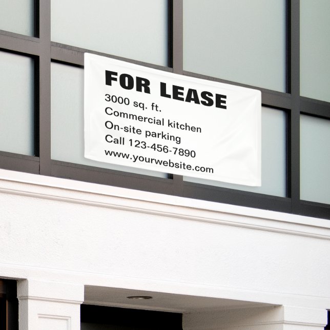 For Lease Black and White Property Management Text Banner (Outside Building)