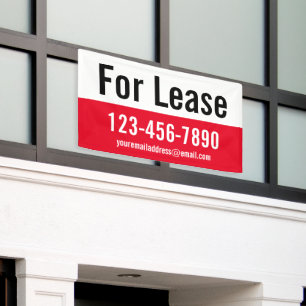 For Lease Red White and Black Text Phone Number Banner