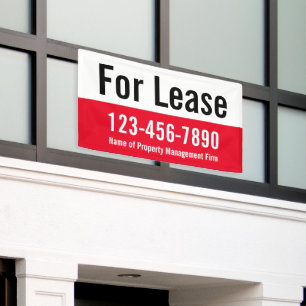 For Lease Red White Business Name Phone Number Banner