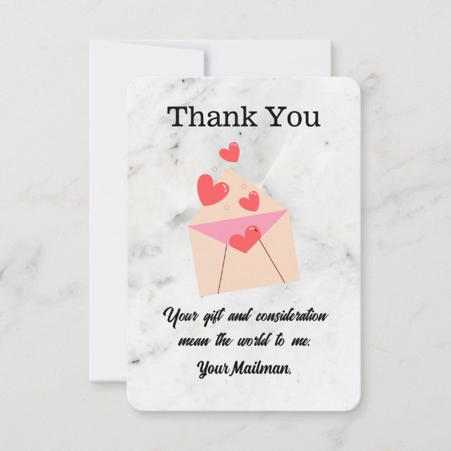 for Letter Carrier Mailman Postal Mail Carrier Thank You Card (Front)