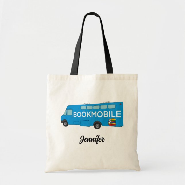 For Librarians, Book Lovers, Bookmobile Graphic Tote Bag (Front)
