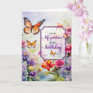 For Life Partner Birthday Wildflower Garden  Card