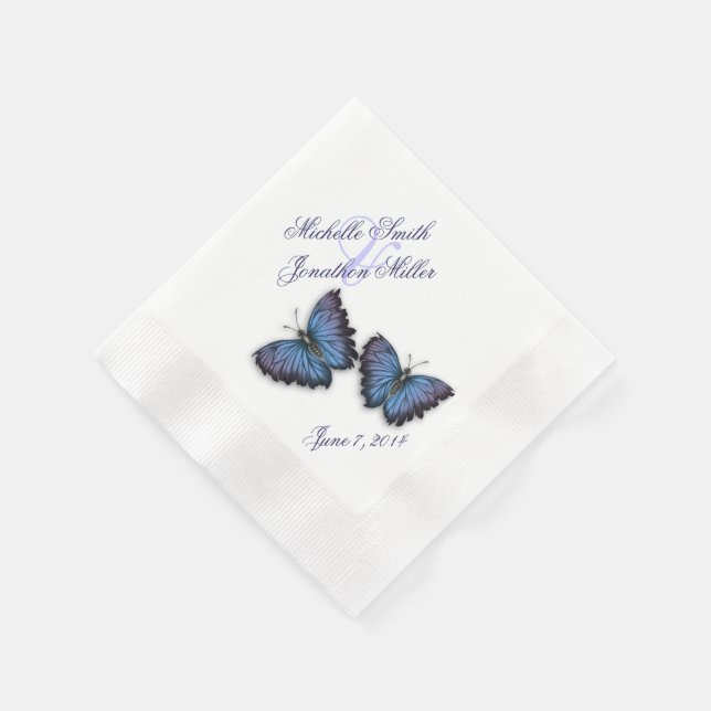 For Love and Purple and Blue Butterflies Napkins (Corner)
