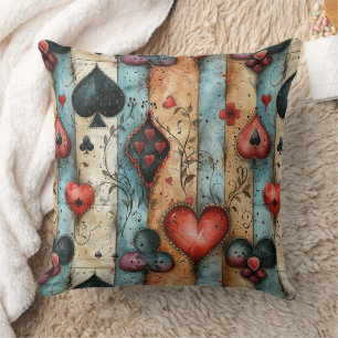 For lovers of card games. Playing card symbols. Cushion