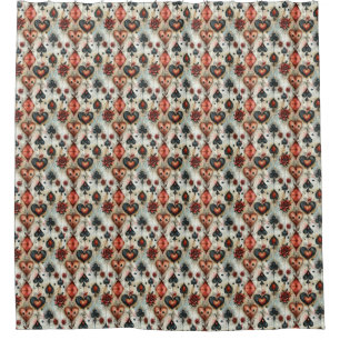 For lovers of card games. Playing card symbols. Shower Curtain
