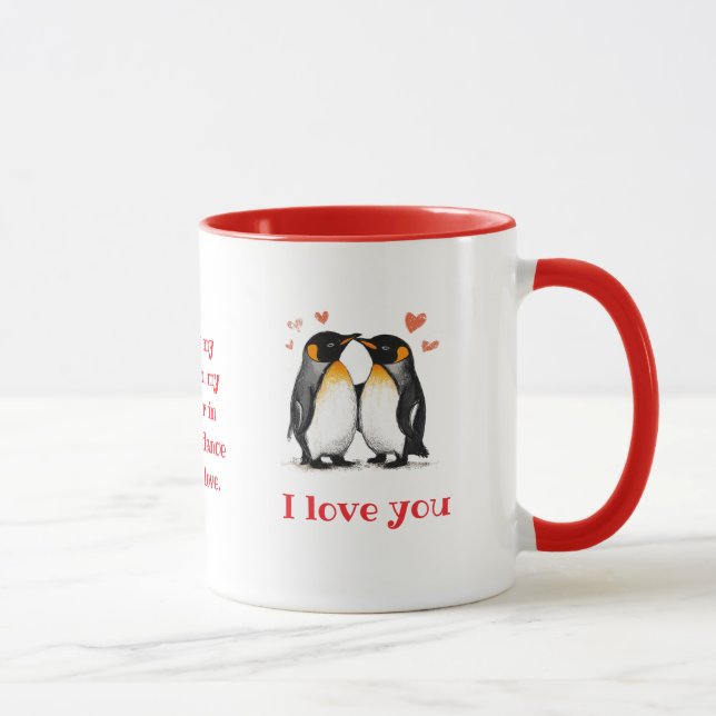 For Lovers, Penguins Quote, Add Names, Custom Love Mug (Right)