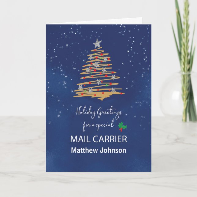 For Mail Carrier Christmas Tree Customisable Name Card (Front)