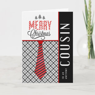 for Male Cousin Merry Christmas Masculine Necktie Holiday Card