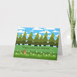 For Mama Birthday Cute Bunny with Daisy Card