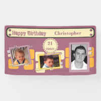 For men 21st add photos name burgundy party