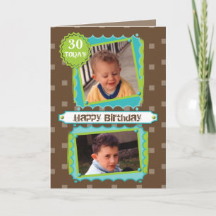 For men add photos 30th Birthday greeting Card
