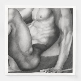 For Men Elegant Refined Charcoal Drawing Male-nude Napkin