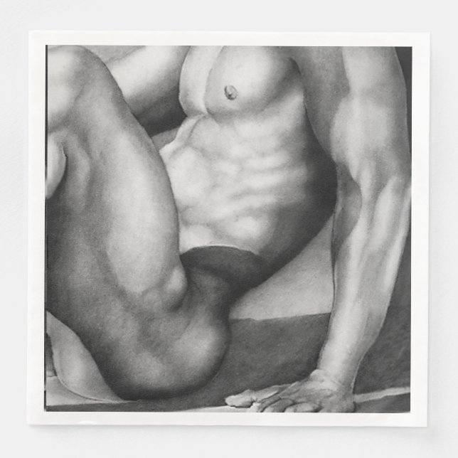 For Men Elegant Refined Charcoal Drawing Male-nude Napkin (Front)