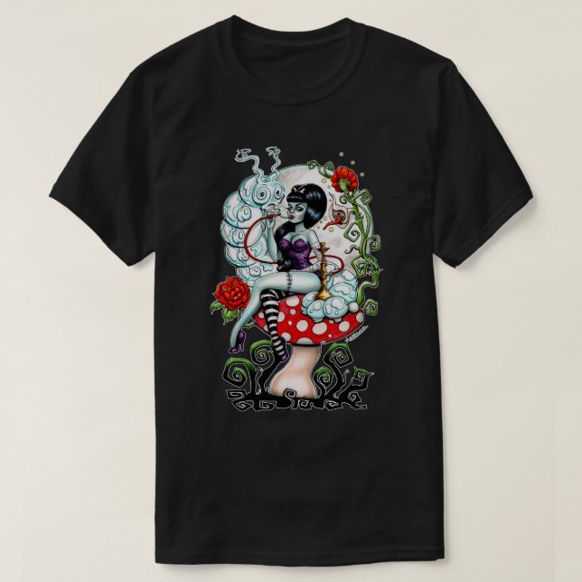 For Men Women Alice In Zombie Land - Schmokin' Cat T-Shirt (Design Front)