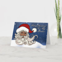 For Mentor , A Black Santa With Snow Merry Christm