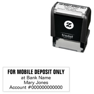 For Mobile Deposit Only Add Name Account# Bank App Self-inking Stamp