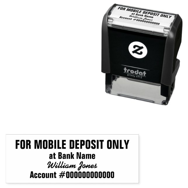 For Mobile Deposit Only Bank Account No. Signature Self-inking Stamp (In Situ)