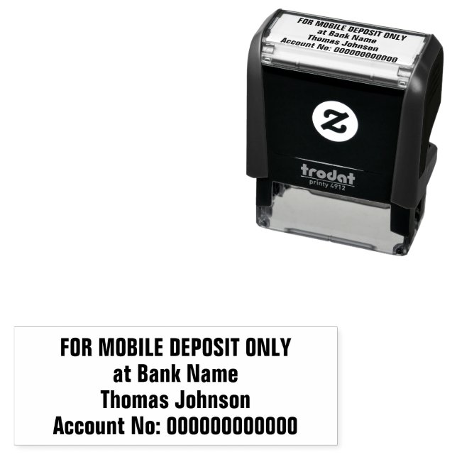 For Mobile Deposit Only Bank App Check Endorsement Self-inking Stamp (In Situ)