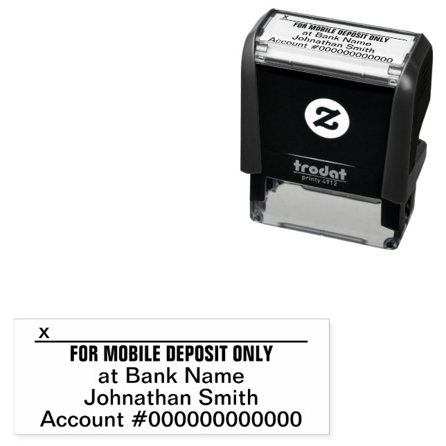 For Mobile Deposit Only Bank App Signature Line Self-inking Stamp (In Situ)