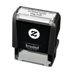 For Mobile Deposit Only Bank Name Account Number Self-inking Stamp