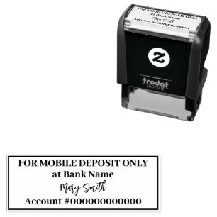 For Mobile Deposit Only Bank Name Account Number Self-inking Stamp