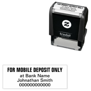 For Mobile Deposit Only Bank Name for Banking App Self-inking Stamp