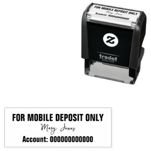 For Mobile Deposit Only Cursive Name Bank Number Self-inking Stamp