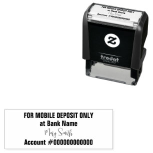 For Mobile Deposit Only Cursive Name Endorse Check Self-inking Stamp