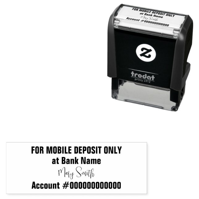 For Mobile Deposit Only Cursive Name Endorse Check Self-inking Stamp (In Situ)