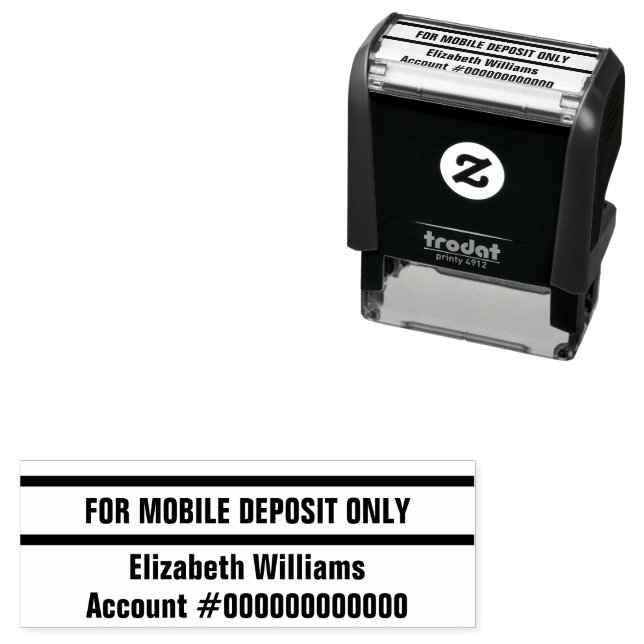 For Mobile Deposit Only Name Bank Account Number Self-inking Stamp (In Situ)