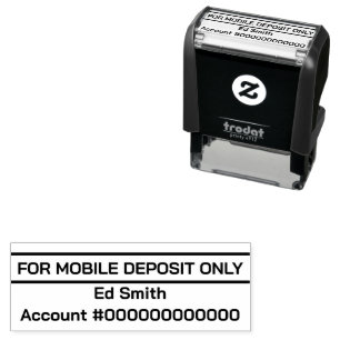 For Mobile Deposit Only Name Bank Account Number Self-inking Stamp