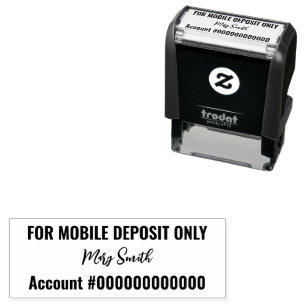 For Mobile Deposit Only Script Name Bank Account Self-inking Stamp