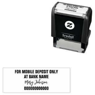 For Mobile Deposit Only "Signature" Bank Name Acct Self-inking Stamp