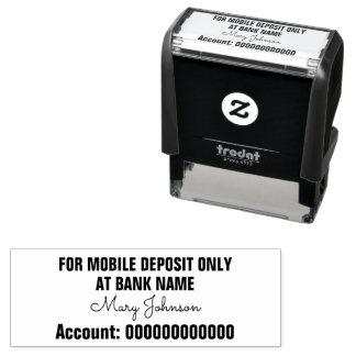 For Mobile Deposit Only Signature Bank Name Acct. Self-inking Stamp