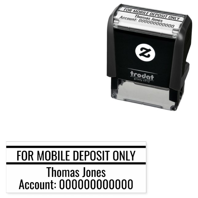 For Mobile Deposit Only Your Name Bank Account No. Self-inking Stamp (In Situ)