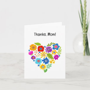 For Mom Beautiful Floral Heart Thank You Card