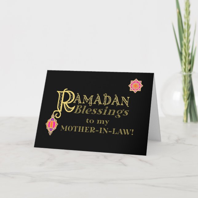 For Mother in Law Ramadan Blessings Gold on Black Card (Front)