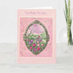 For Mother on Easter Pink Holiday Card