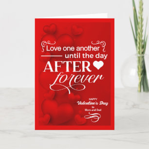 for Mum and Dad on Valentine's Day Red Hearts Holiday Card