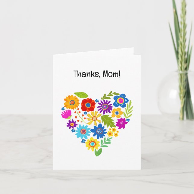 For Mum Beautiful Floral Heart Thank You Card (Front)