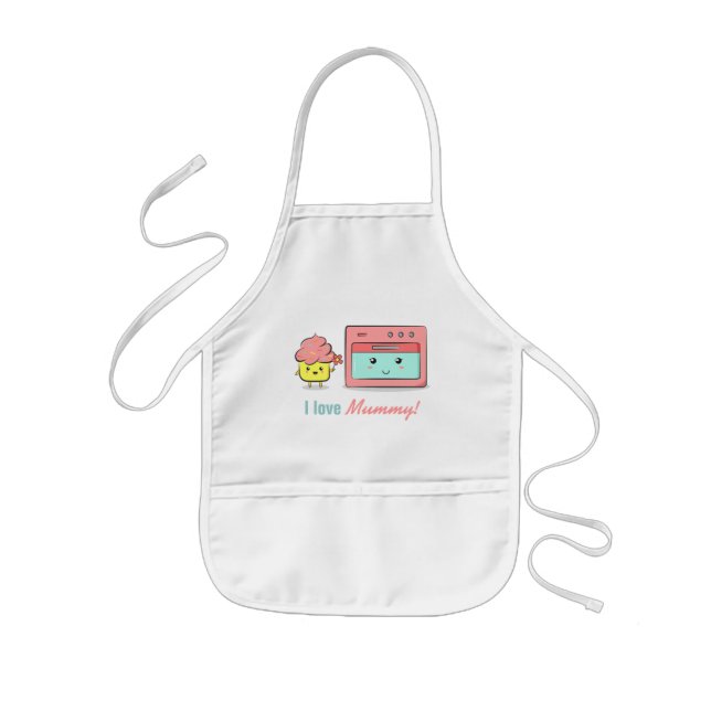 For Mum - Cute cupcake presenting flower to oven Kids Apron (Front)