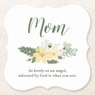 For Mum Floral Inspirational Quote Paper Coaster