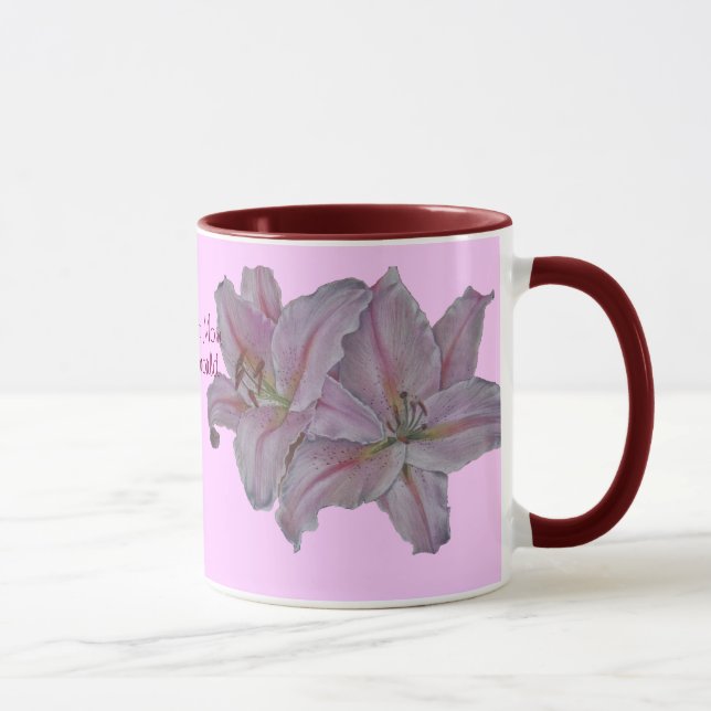 For mum lillies pink flowers floral mug (Right)