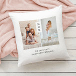 For Mum | Modern Two Photo Grid Cushion<br><div class="desc">This elegant,  modern pillow for mum features two of your personal photos,  with a spot for your names and message on a clean white background.</div>