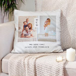 For Mum | Modern Two Photo Grid Cushion<br><div class="desc">This elegant,  modern pillow for your mum features two of your favourite personal photos,  with a spot for your names and message on a clean white background.</div>