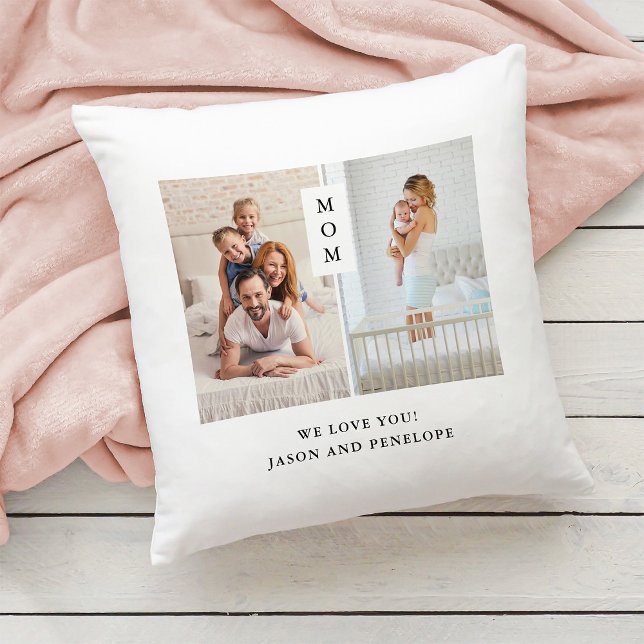 For Mum | Modern Two Photo Grid Cushion (Creator Uploaded)