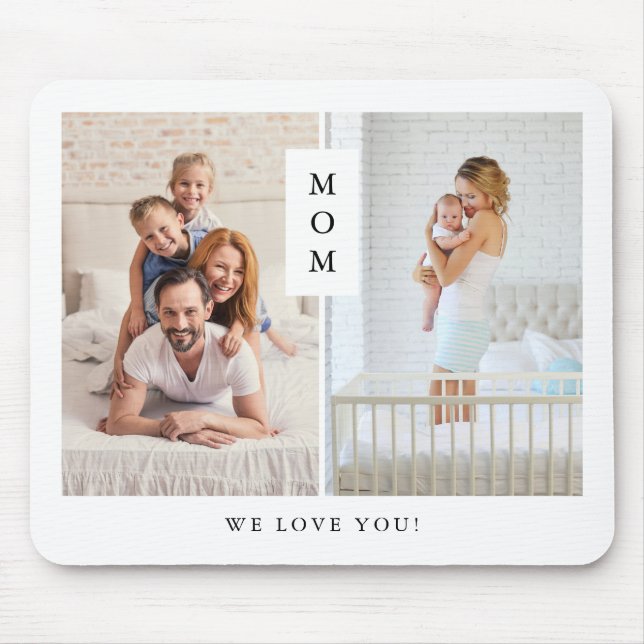 For Mum | Modern Two Photo Grid Mouse Mat (Front)
